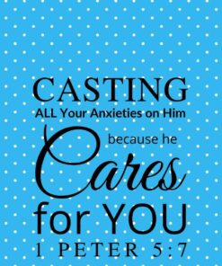 Christian Wallpaper – Blue Polka 1 Peter 5:7