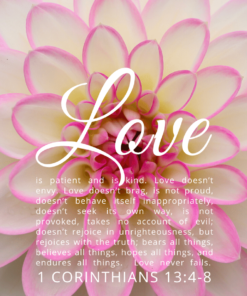 Christian Wallpaper – Dahlia 1 Corinthians 13:4-8