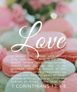 Christian Wallpaper – Macarons 1 Corinthians 13:4-8