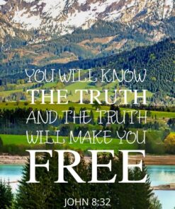 Christian Wallpaper - Majestic Mountains John 8:32