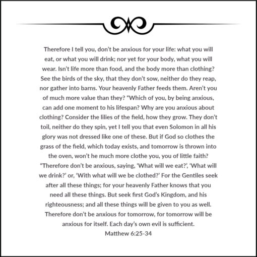 Matthew 6:25-34 - Don't Be Anxious For Your Life - Bible Verses To Go