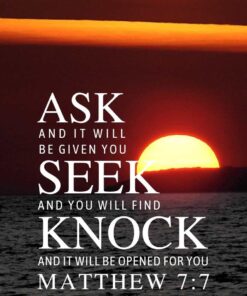 Christian Wallpaper - Ocean Sunset Matthew 7:7