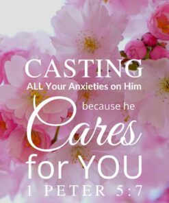 Christian Wallpaper – Pink Bloom 1 Peter 5:7