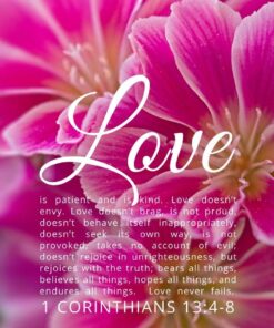 Christian Wallpaper – Pink Stripe 1 Corinthians 13:4-8