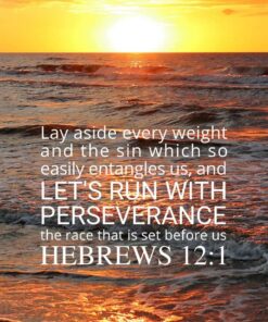 Christian Wallpaper - Sunset Sea Hebrews 12:1